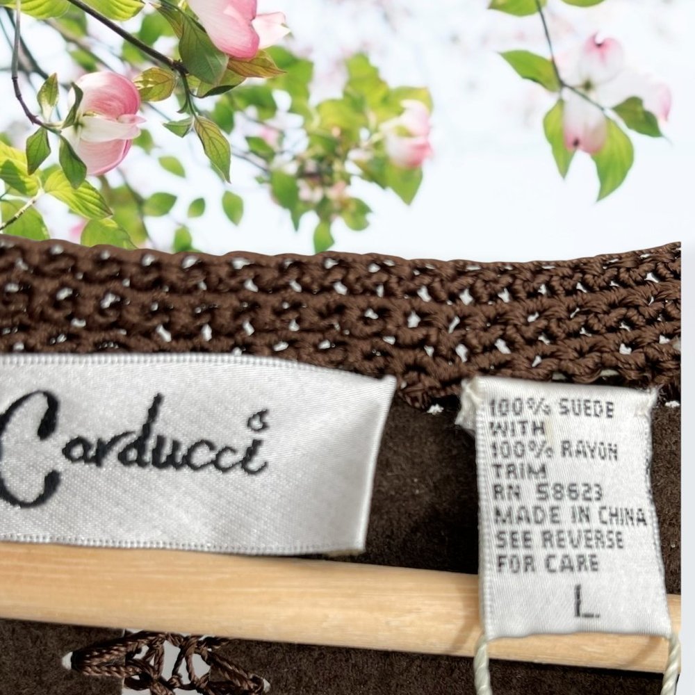 Carducci Collarless Suede Jacket - Size Large - Picture 3 of 5